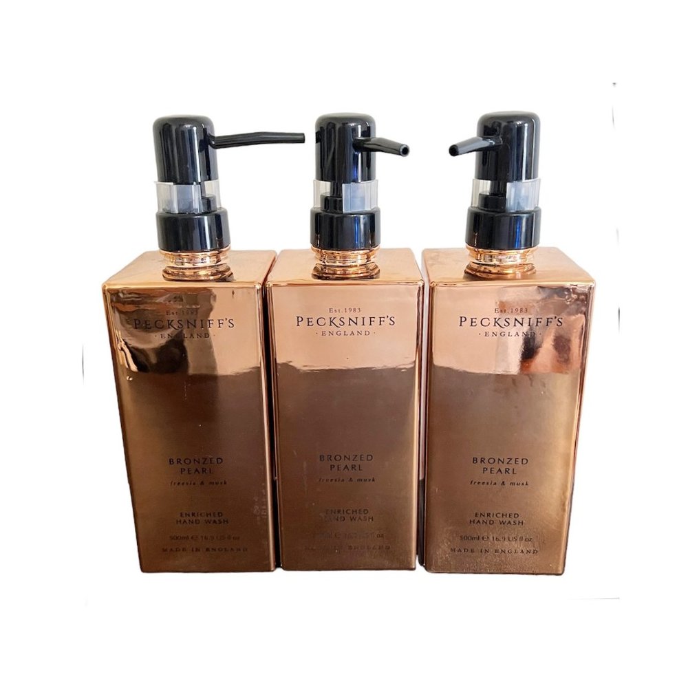 NEW 3x Pecksniffs Bronzed Pearl Freesia & Musk Moisturizing Hand Soap, 16.9 oz
